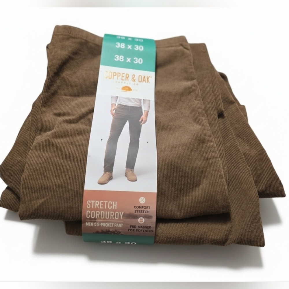 Copper & Oak Men's Stretch Corduroy Pants - Brown